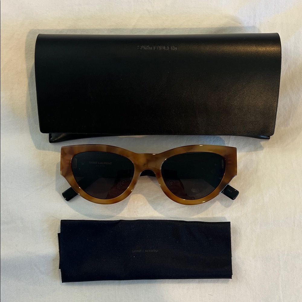 Yves Saint Laurent Women's Havana Monogram 53mm Cat Eye Sunglasses - Picture 3 of 8
